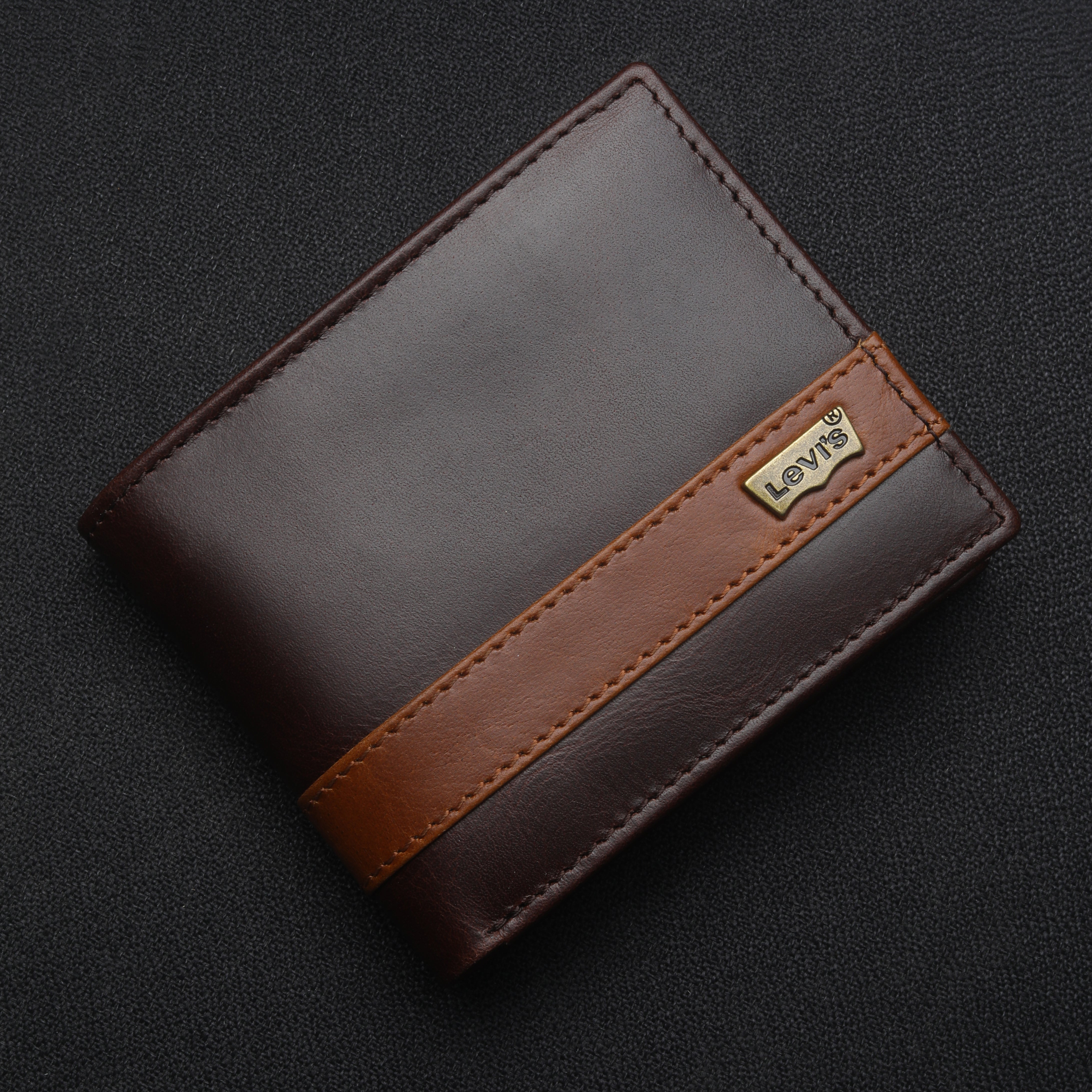 Men's Brown Colorblock Bi-Fold Wallet