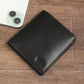 Men's Black Solid Bi-Fold Wallet - 1 View