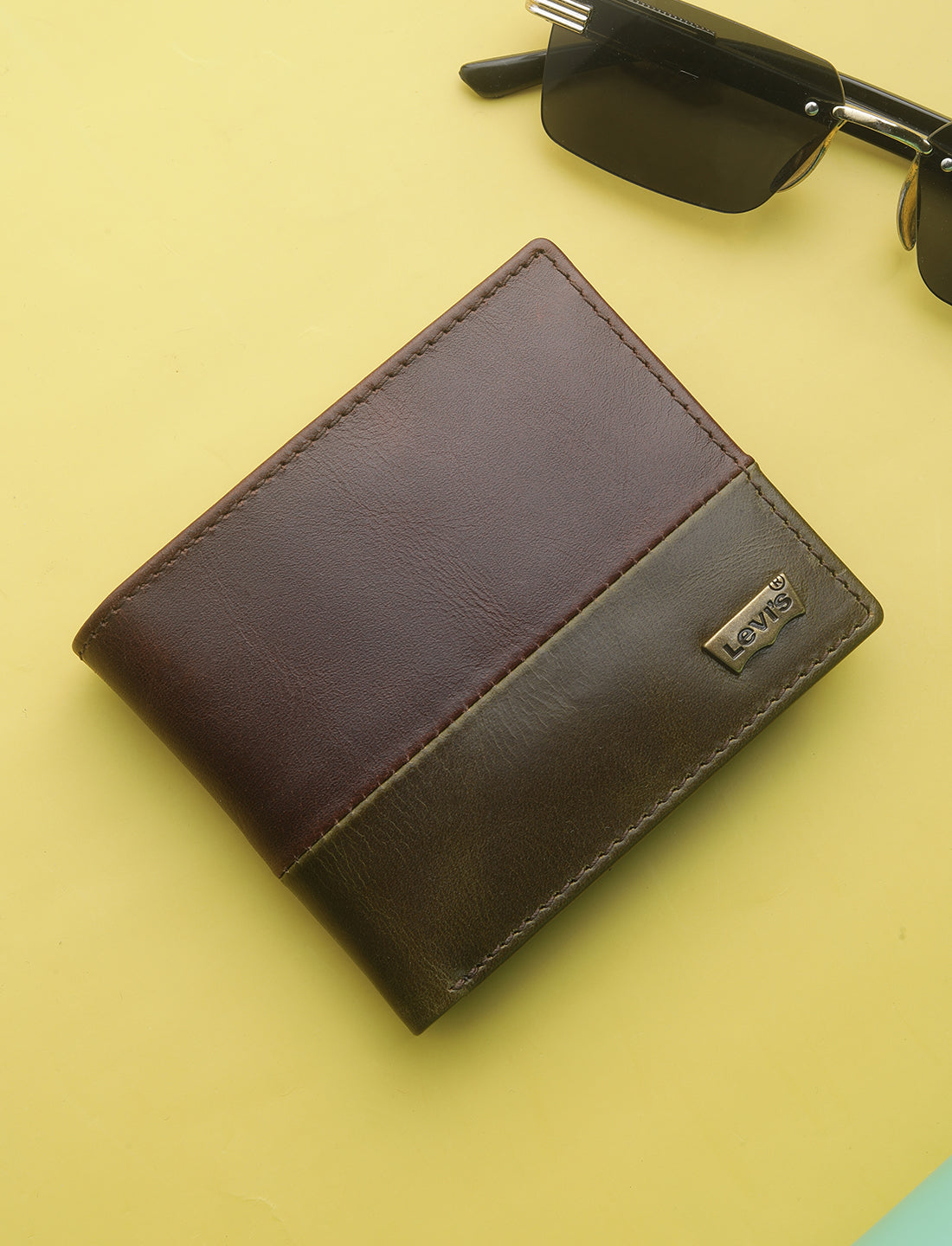Men's Brown Colorblock Bi-Fold Wallet - 0048 View