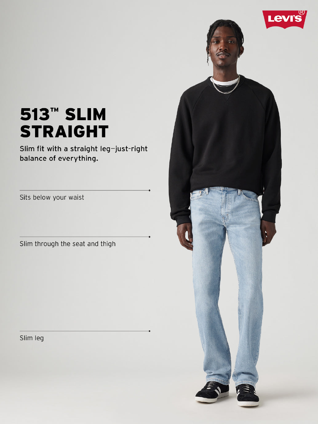 Men's 513 Light Blue Slim Straight Fit Mid Rise Jeans - 8945fc5e-c07c-4d85-b7f9-6e3d919b6e34 View