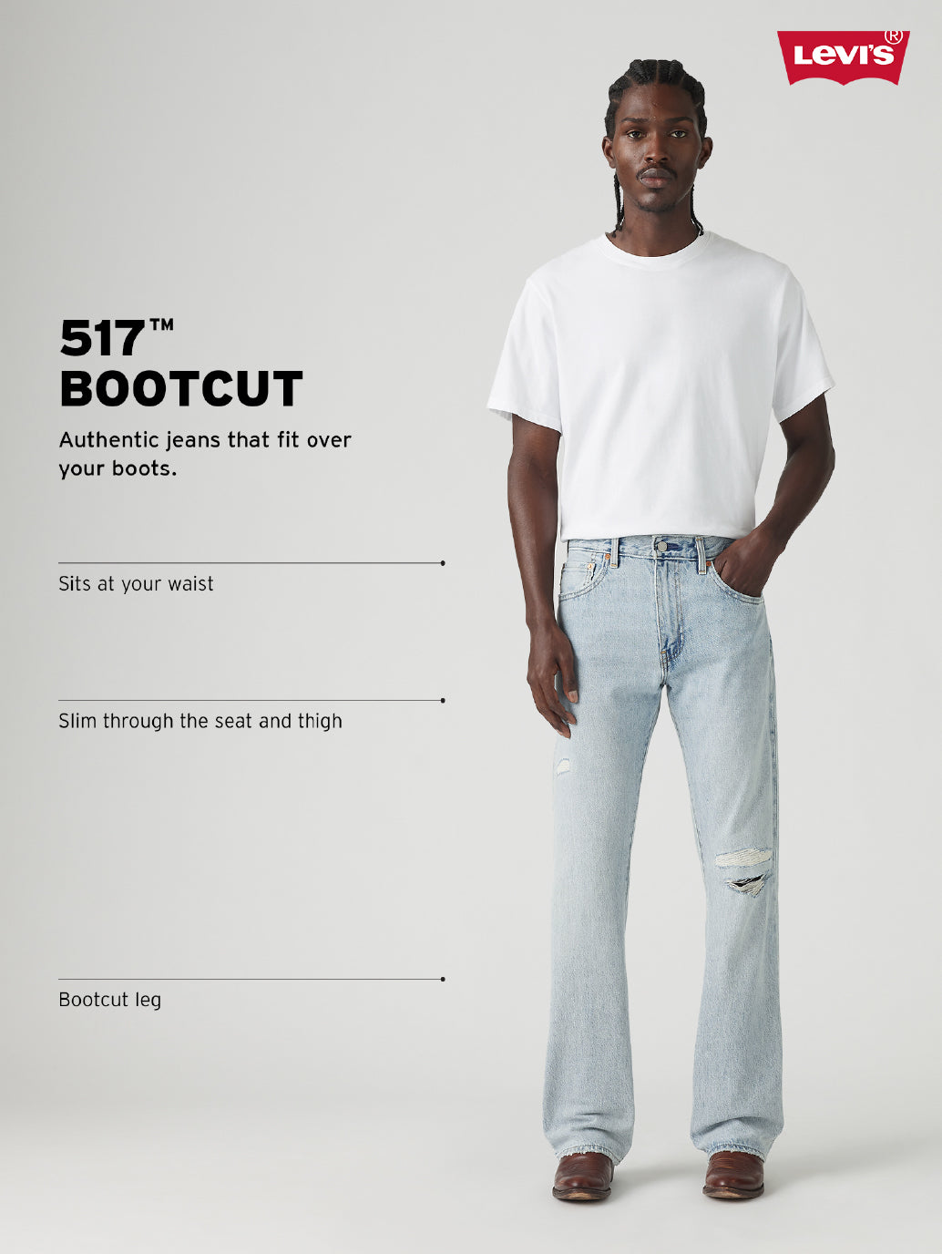 Men's 517 Light Blue Bootcut Fit Mid Rise Jeans - 129d6565-eabf-4e8c-9fe7-4569ceff487a View