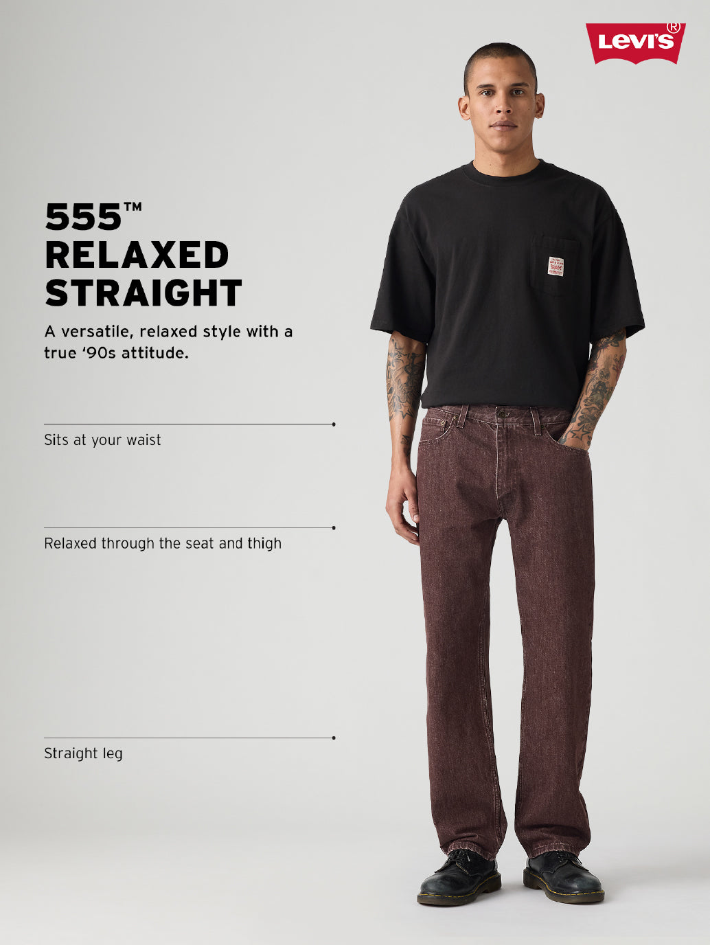 Men's 555 Off White Relaxed Straight Fit Mid Rise Jeans - b45b9415-9f9b-402f-90a8-2244e7c87a31 View