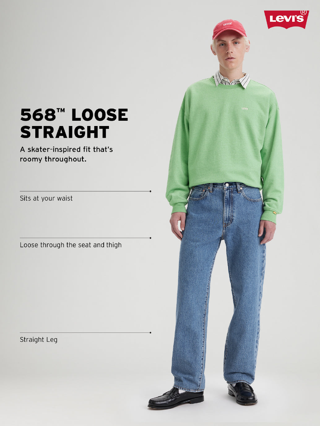 Men's 568 Blue Baggy Fit Mid Rise Jeans - 995c63a3-45dd-439f-ad2b-5046b2675d7a View