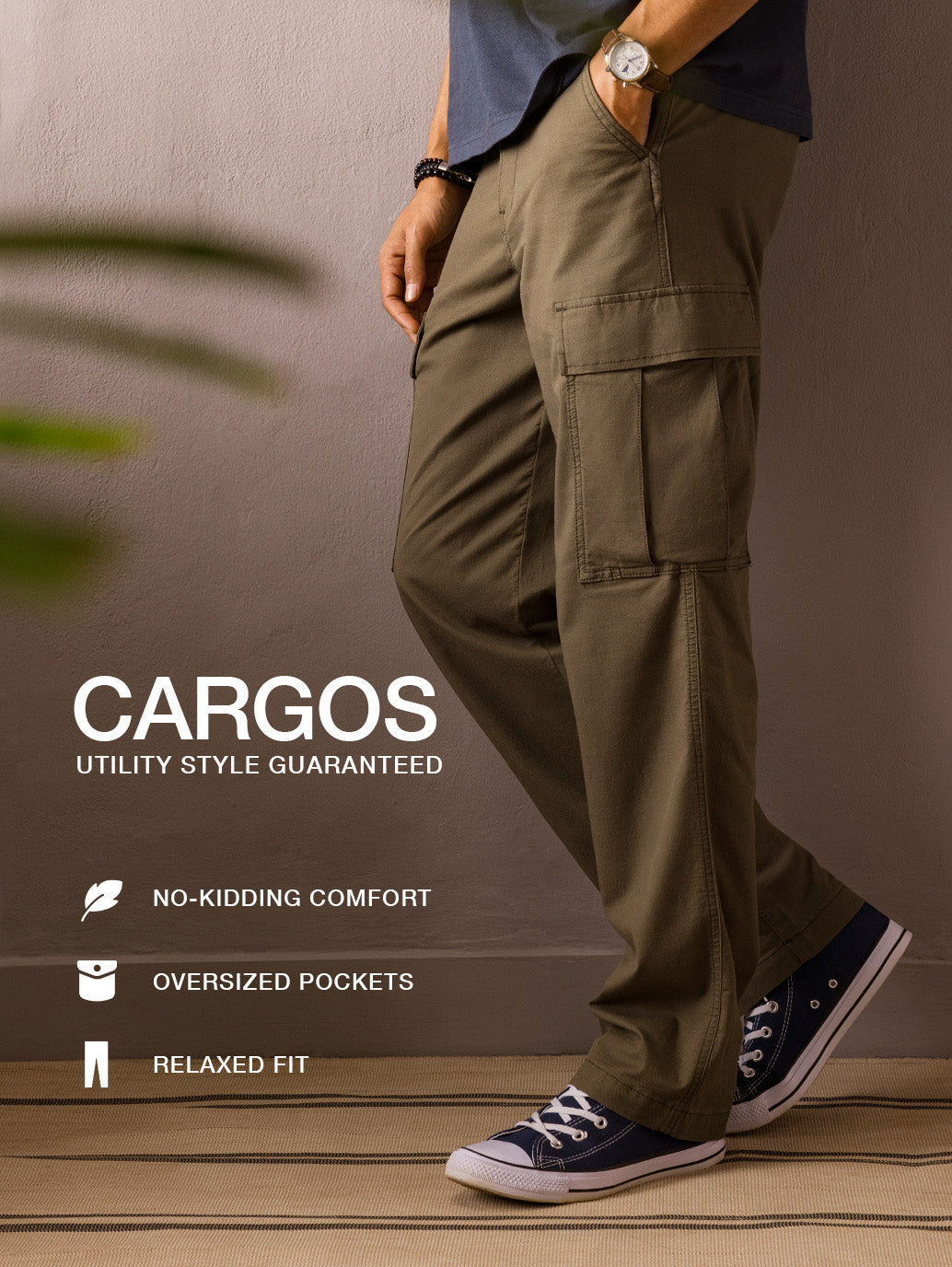 Men's Navy Regular Fit Detachable Cargo - Cargos View