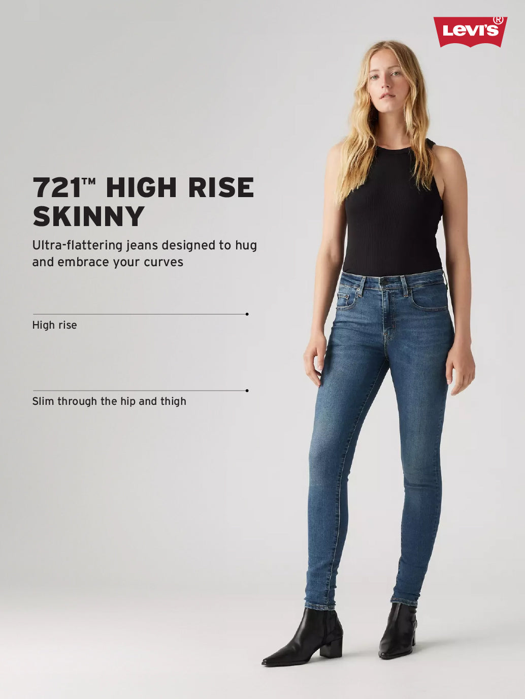 Women's 721 Blue Skinny Fit High Rise Jeans - 84d7e190-10eb-4dad-81eb-49e2a35fa34b View
