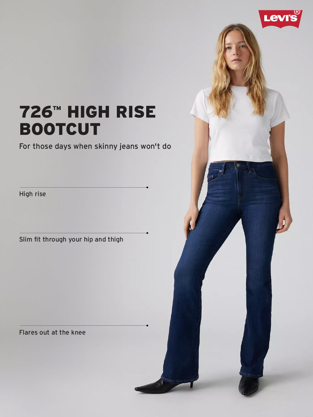 Women's 726 Black Flared Fit High Rise Jeans - 5005f4bf-5cf4-49ec-a14a-5942761b6936 View