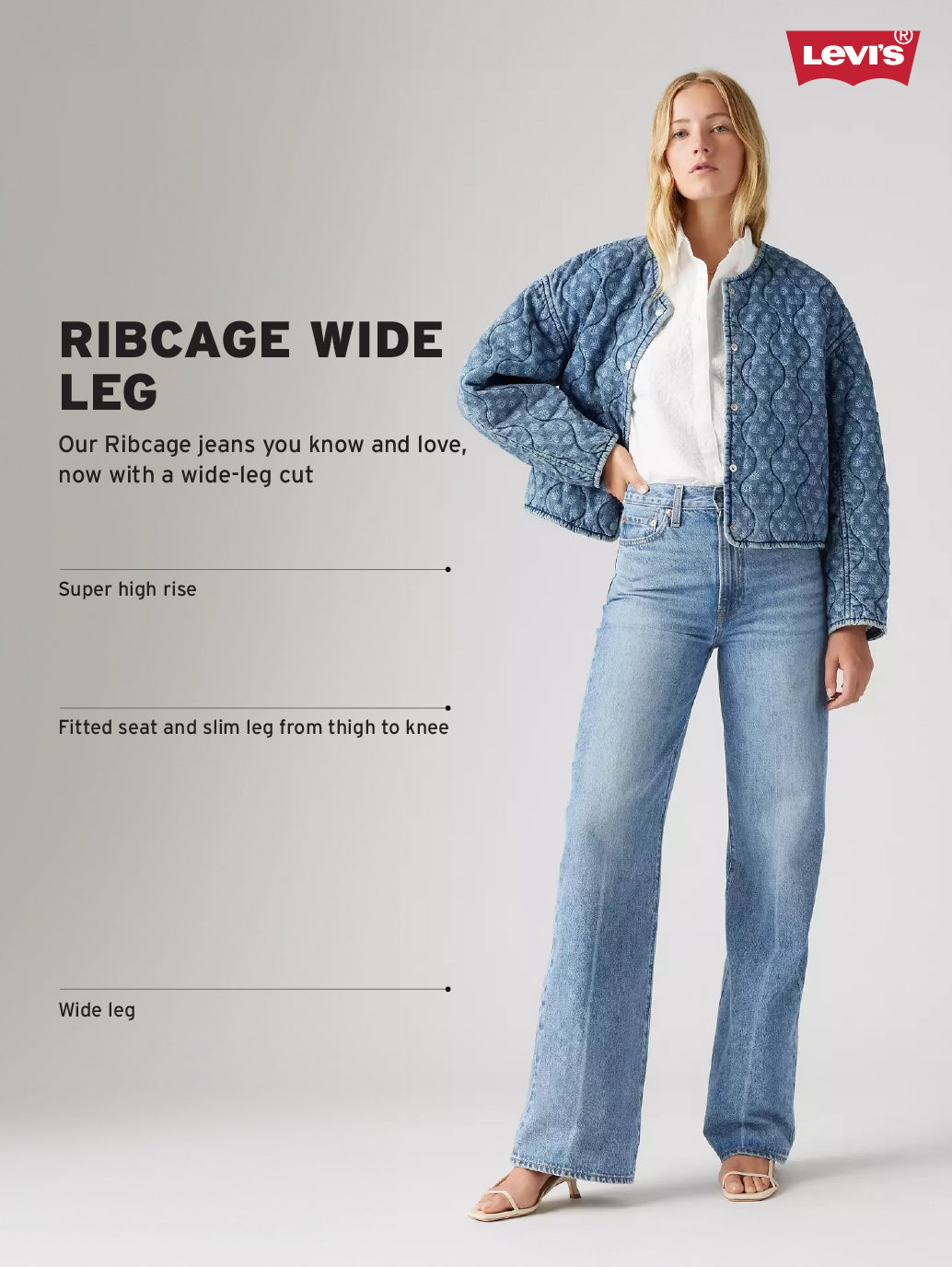 Women's Blue Ribcage Wide Leg Fit Dark High Rise Jeans - 24027ec2-cf3f-4239-94d4-1b400da66cd8 View