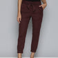 Women's Mid Rise Maroon Baggy Fit Trousers - 1 View