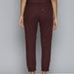 Women's Mid Rise Maroon Baggy Fit Trousers - 3 View