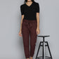 Women's Mid Rise Maroon Baggy Fit Trousers - 4 View