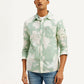 Men's Floral Slim Fit Linen Shirt - Front View