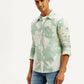 Men's Floral Slim Fit Linen Shirt - Side View