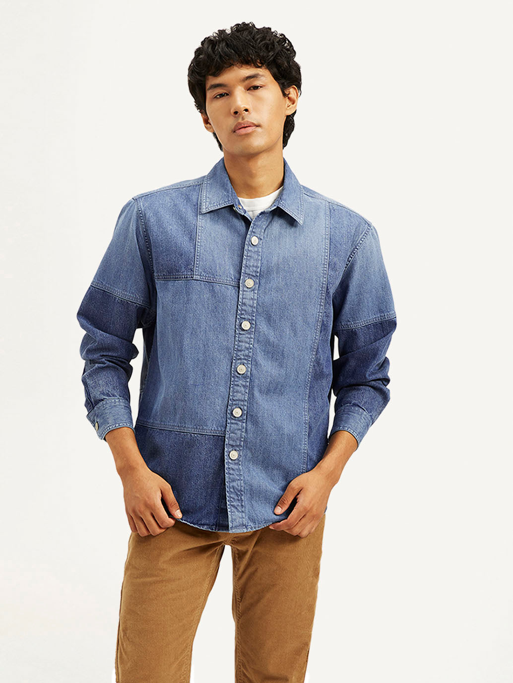 Men's Colorblock Relaxed Fit Denim Overshirt - a1905a21260eb34cb2fb56018abd6fdd View