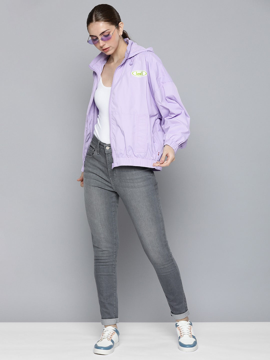 Women's Solid Purple Hooded Jacket - a2bd59f4-17b1-4229-b6ad-316c8c231fd81694427698847-Levis-Women-Jackets-4261694427698347-5 View
