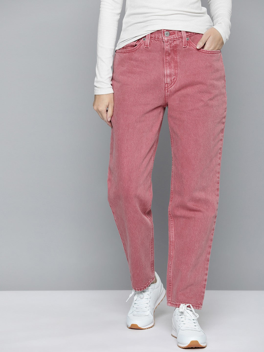 Women's 80s Mom Pink Loose Fit High Rise Jeans - 1 View
