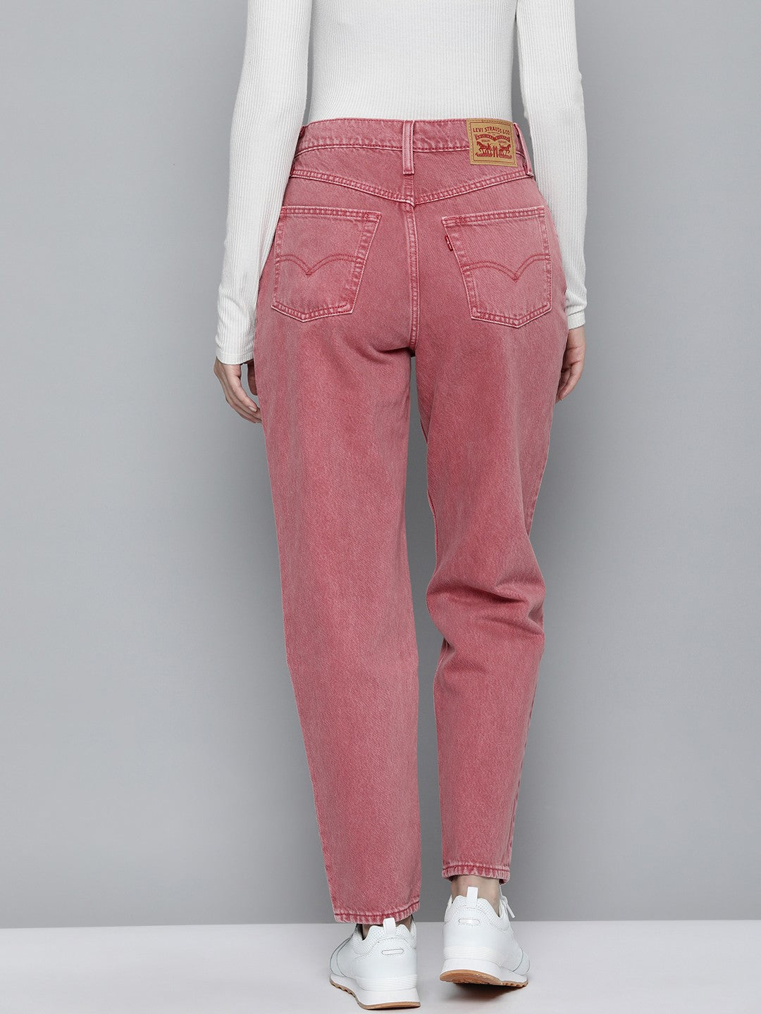 Women's 80s Mom Pink Loose Fit High Rise Jeans - 3 View