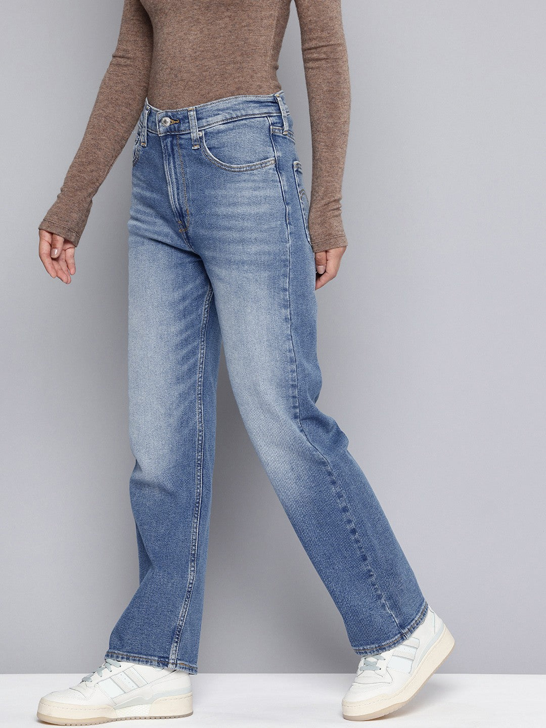 Women's Blue Ribcage Straight Fit High Rise Jeans - a3b2251b-9672-4867-82f9-a3861b2794f21739526833427-Womens-High-Rise-Ribcage-Slim-Straight-Fit-Blue-Jeans-439173-2 View