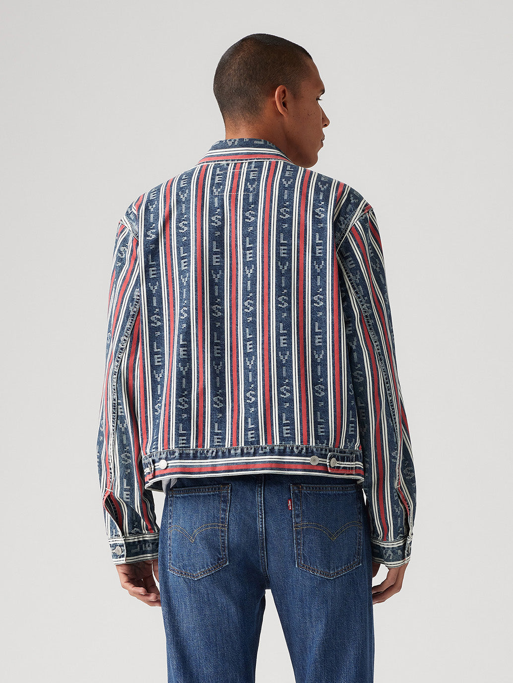 Men's Striped Multicolor Denim Jacket - a5adfdf5cba14416e644157f590aaa0c View