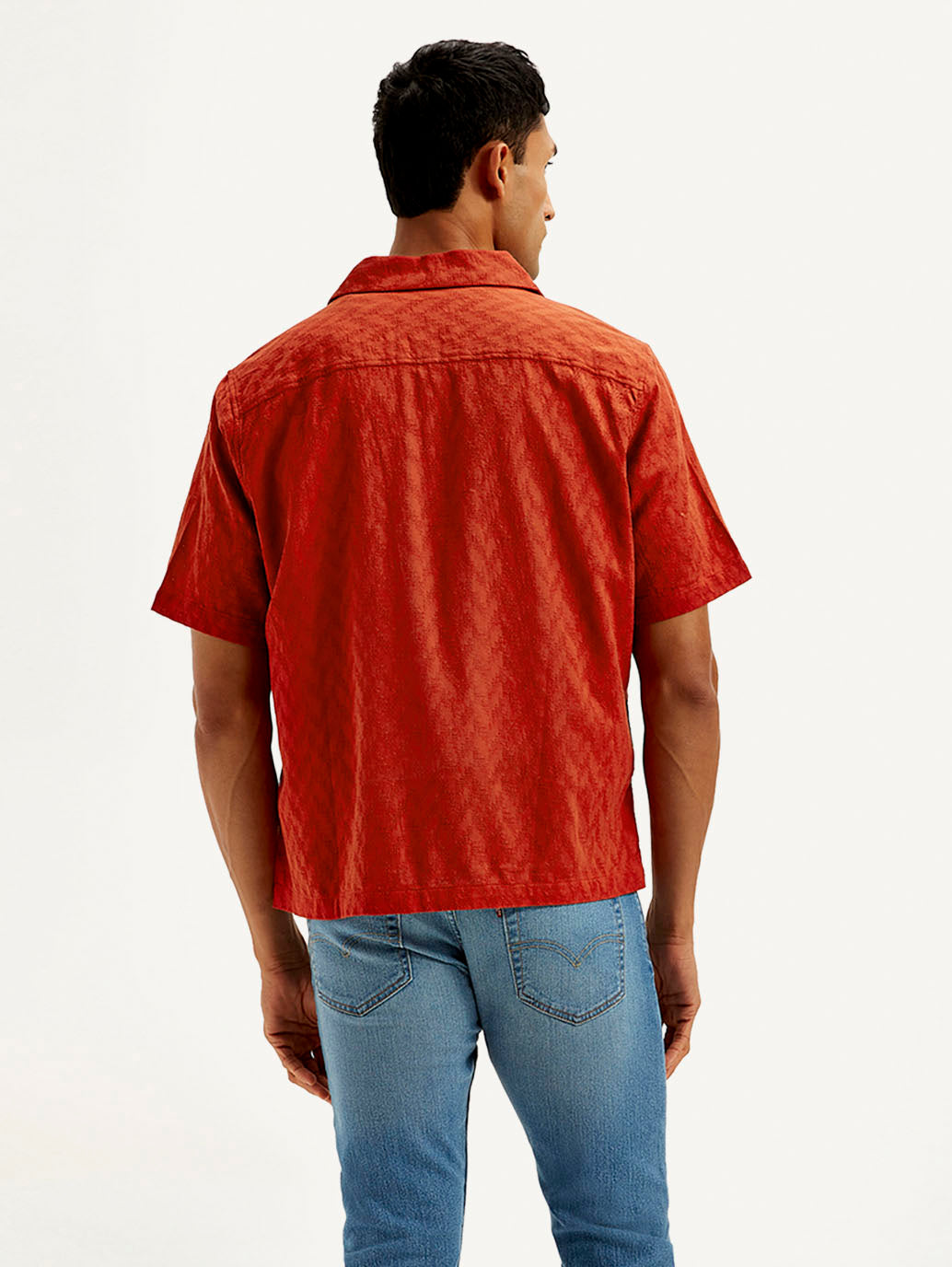 Men's Resort Collar Chevron Relaxed Fit Shirt - Back View