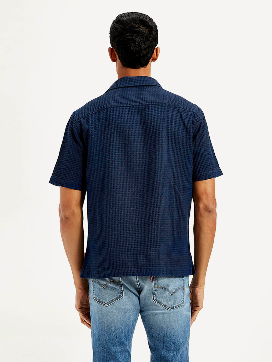 Men's Resort Collar Textured Relaxed Fit Shirt - Back View