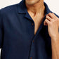 Men's Resort Collar Textured Relaxed Fit Shirt - Detail View