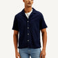 Men's Resort Collar Textured Relaxed Fit Shirt - Front View