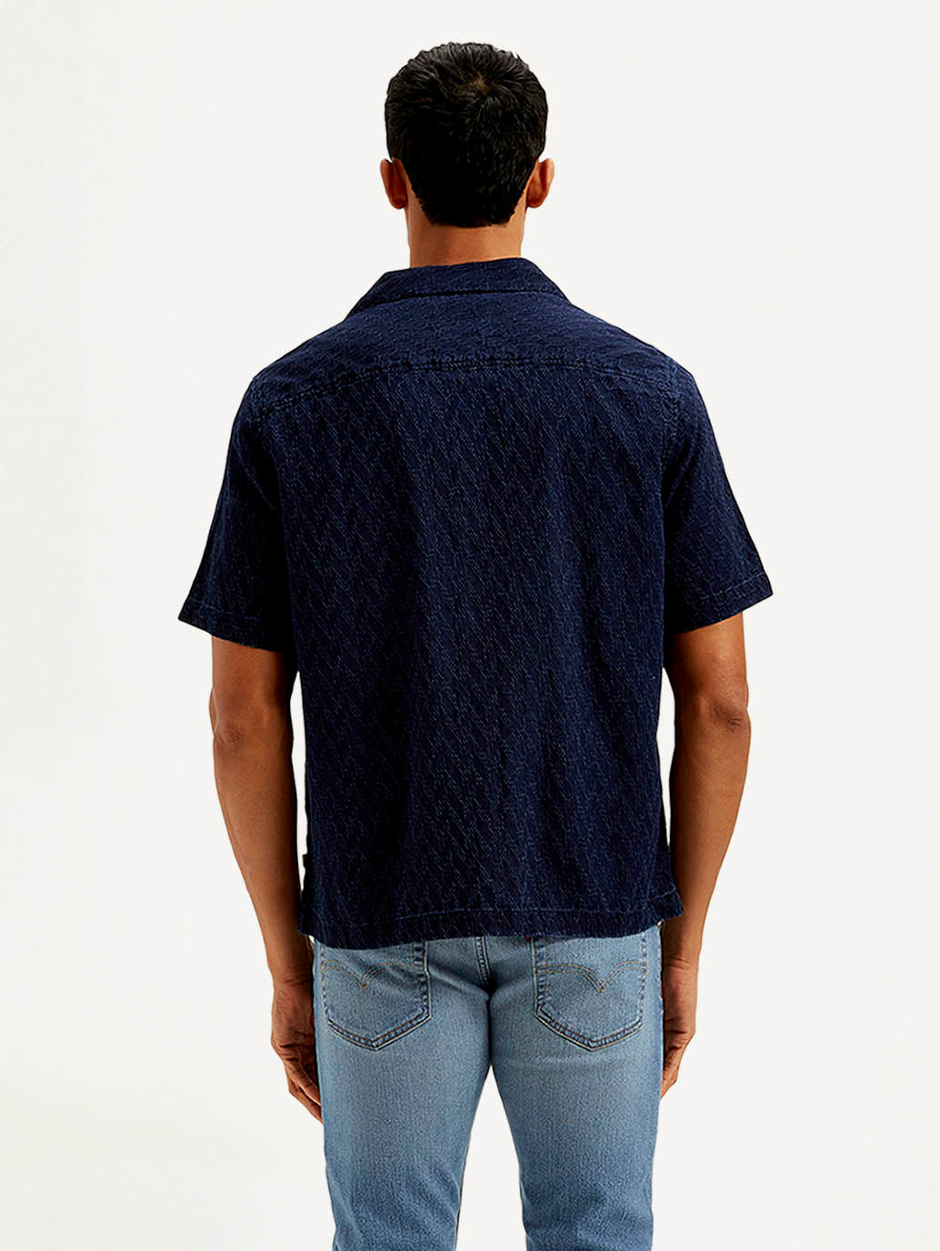 Men's Resort Collar Textured Relaxed Fit Shirt - Back View