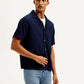 Men's Resort Collar Textured Relaxed Fit Shirt - Side View