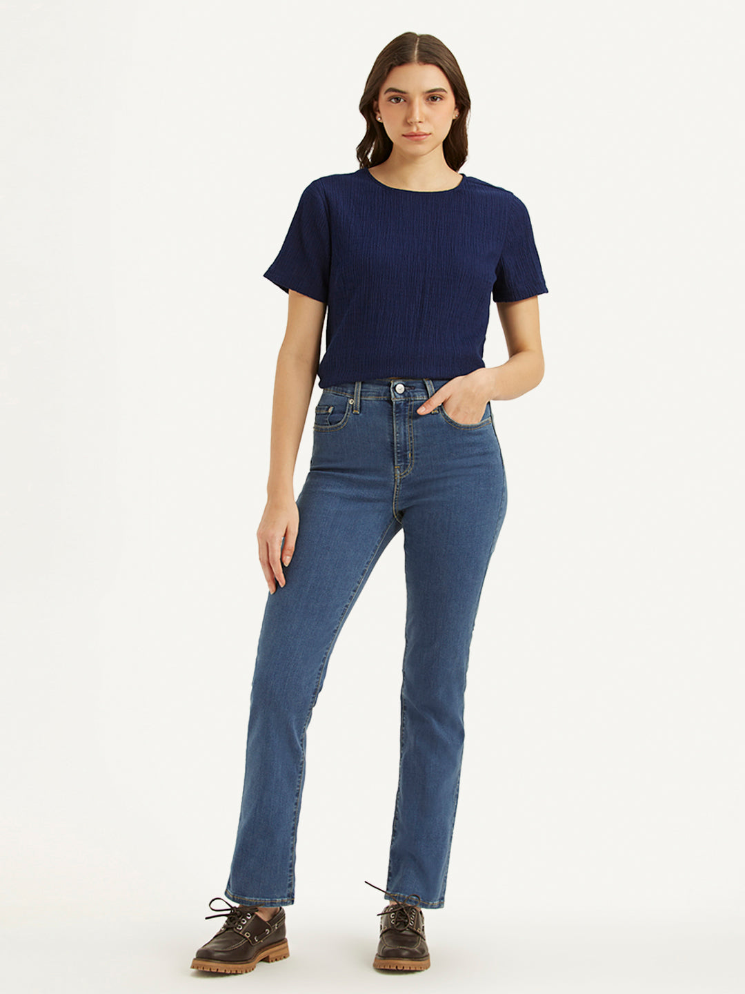 Women's 724 Blue Straight Fit High Rise Jeans