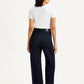Women's Navy Blue Ribcage Bell Bottom Wide Leg Fit High Rise Jeans - ae985f8a93a0444d40305932a705043c View