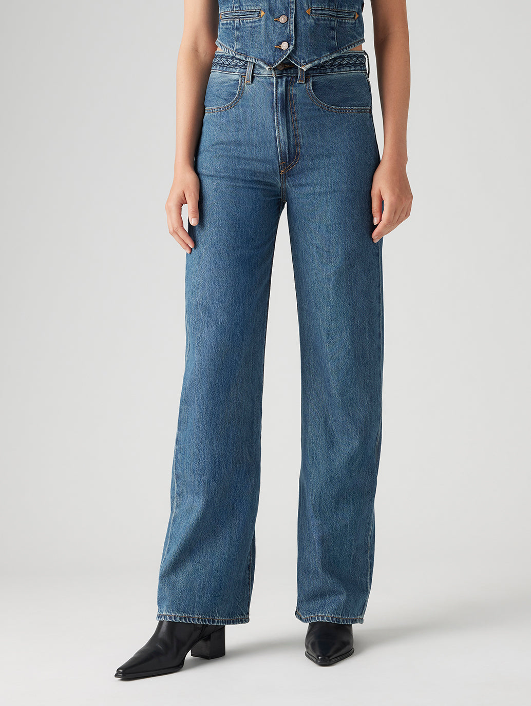 Women's Blue Ribcage Bell Bottom Wide Leg Fit High Rise Jeans - b0683677d1a200019702fb1ccd7d0fab View