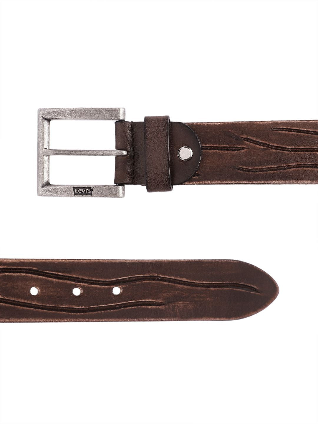 Men's Brown Textured Belt - bc4a2c11-73ea-447a-ae40-d2b50eb482e21742207047360-Men-Textured-Leather-Belt-4111742207047245-3 View
