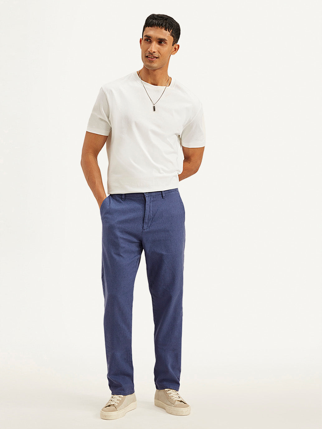 Men's Indigo Authentic Straight Fit Linen Chino Pants - bc939b2880adc483d1ab958c32e66ffc View