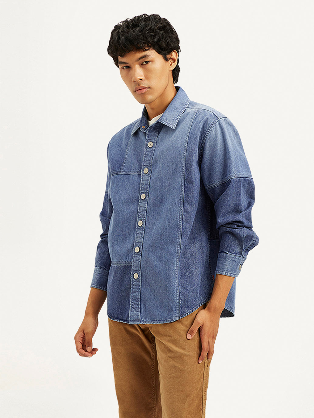 Men's Colorblock Relaxed Fit Denim Overshirt - bf4718c90972f774fec7bd222eb40a19 View