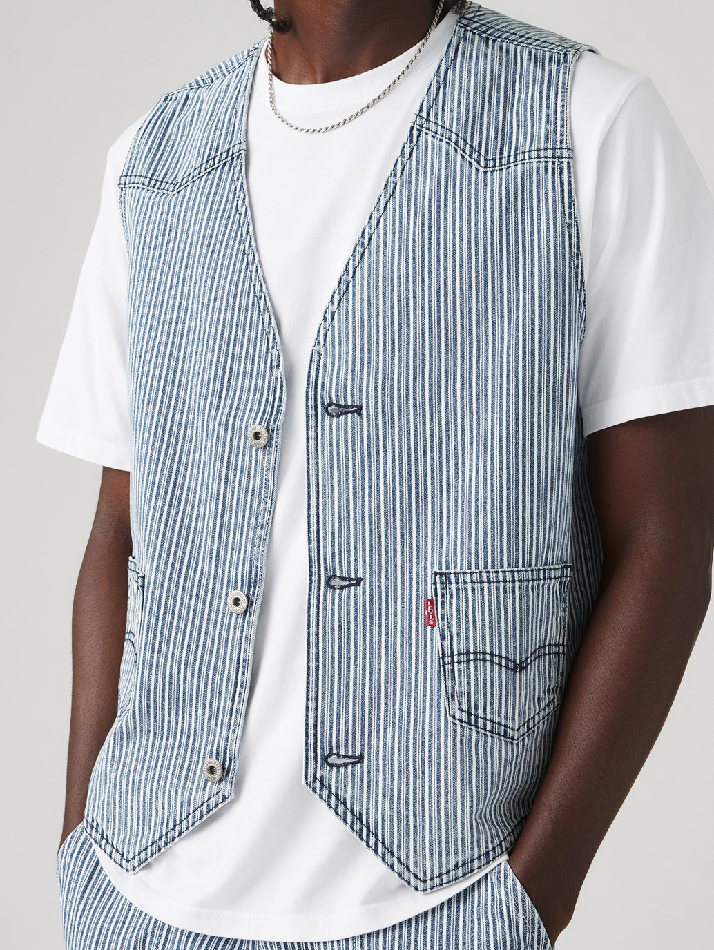 Men's Striped Blue Waistcoat - bfc1fe49d78e72bc9a6ef77e1e475420 View