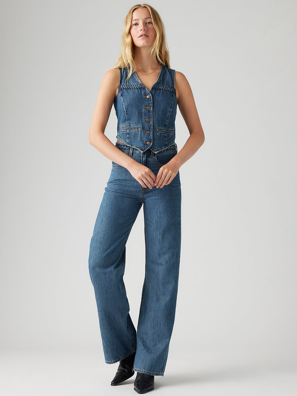 Women's Blue Ribcage Bell Bottom Wide Leg Fit High Rise Jeans - c0ab91594c68c7e7fe8c86696ab88056 View