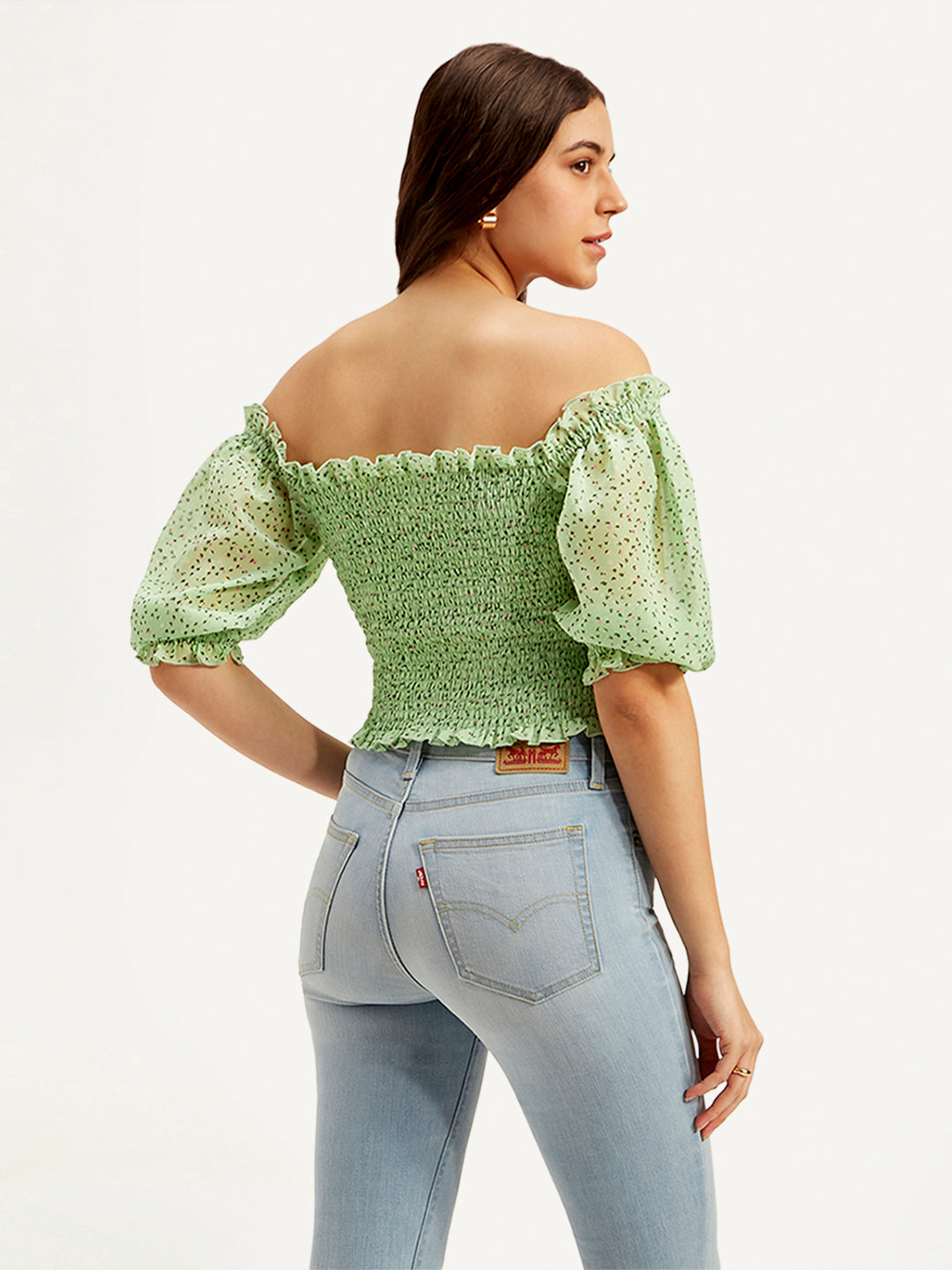 Women's Floral Green Off Shoulder Top - c15107fe75b6c77bc1250ab585aa672f View