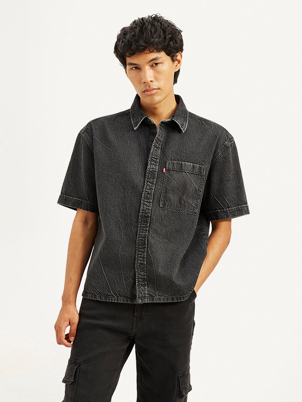 Men's Solid Relaxed Fit Denim Overshirt - c1e051784b2f3a0d84168f3cb8c81aae View