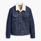 Men's Solid Dark Blue Shearling Jacket - 64cb1015-9f21-4d9f-943f-2e45bacbddf7 View