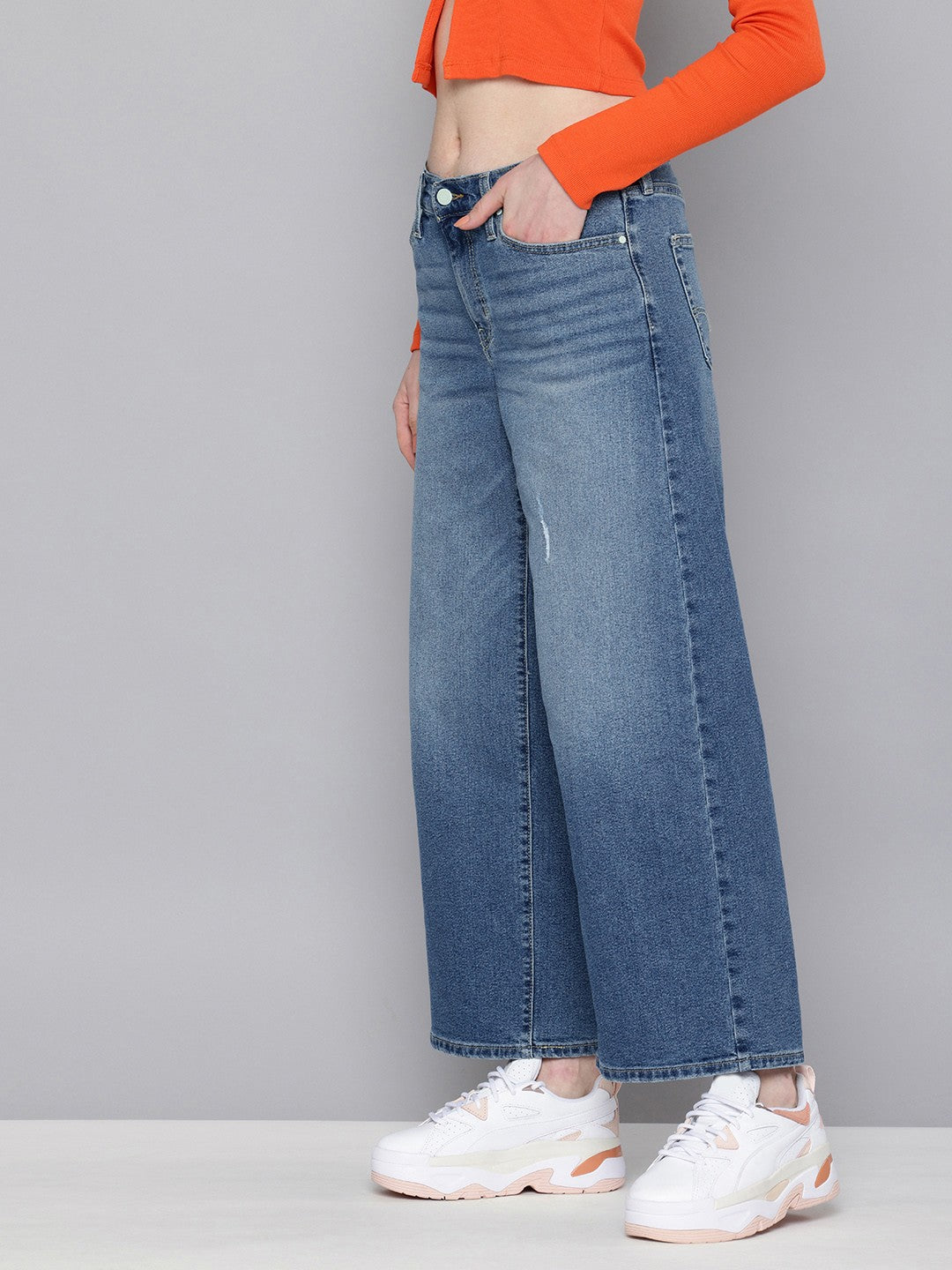 Women's 94 Blue Baggy Wide Leg Fit Mid Rise Jeans - c6ae639f-420b-4993-969b-048ef97f1e8f1726556328069-Levis-Women-Jeans-9891726556327462-2 View