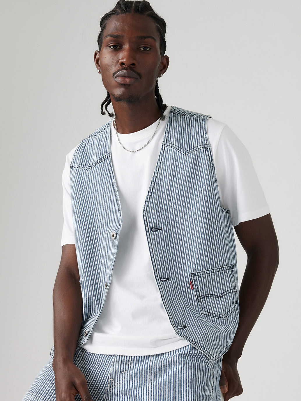 Men's Striped Blue Waistcoat - cc21a5bc9f2da3df36bd8d41c94ceea8 View