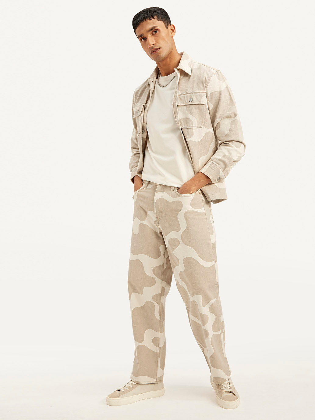 Men's 578 Beige Loose Fit Mid Rise Jeans