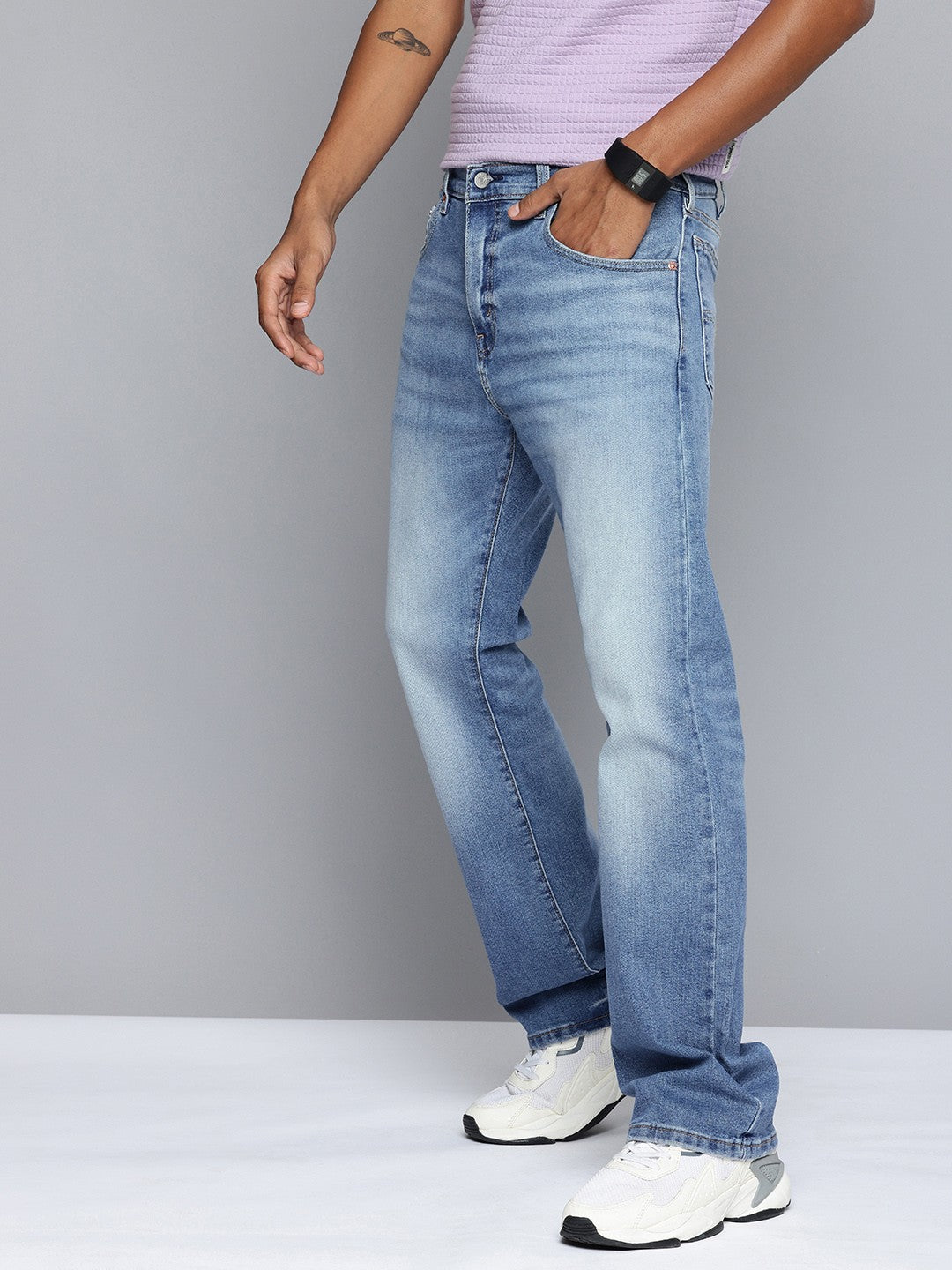 Men's 517 Indigo Bootcut Fit Mid Rise Jeans - d1215676-5994-4e96-8758-8ca0fe21fa701729855086925-Levis-Men-517-Bootcut-Heavy-Fade-Stretchable-Jeans-216172985-2 View