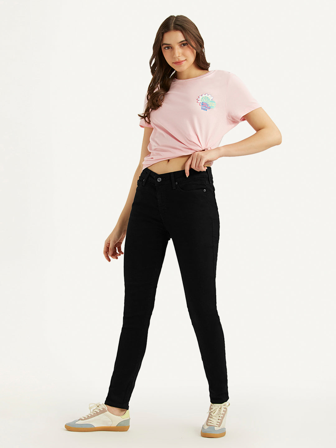 Women's 711 Black Skinny Fit Mid Rise Jeans - d4d46aa0406c24c1e76e40eca2c11785 View