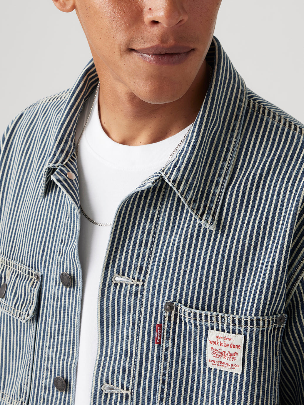 Men's Striped Blue Shacket - dad302eed96c2ab091f7d5c5d3759946 View