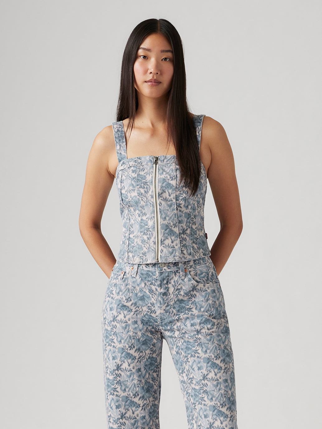 Women's Floral Blue Square Neck Corset Top - dd2a37dd73c09fe8d6d147238193a796 View