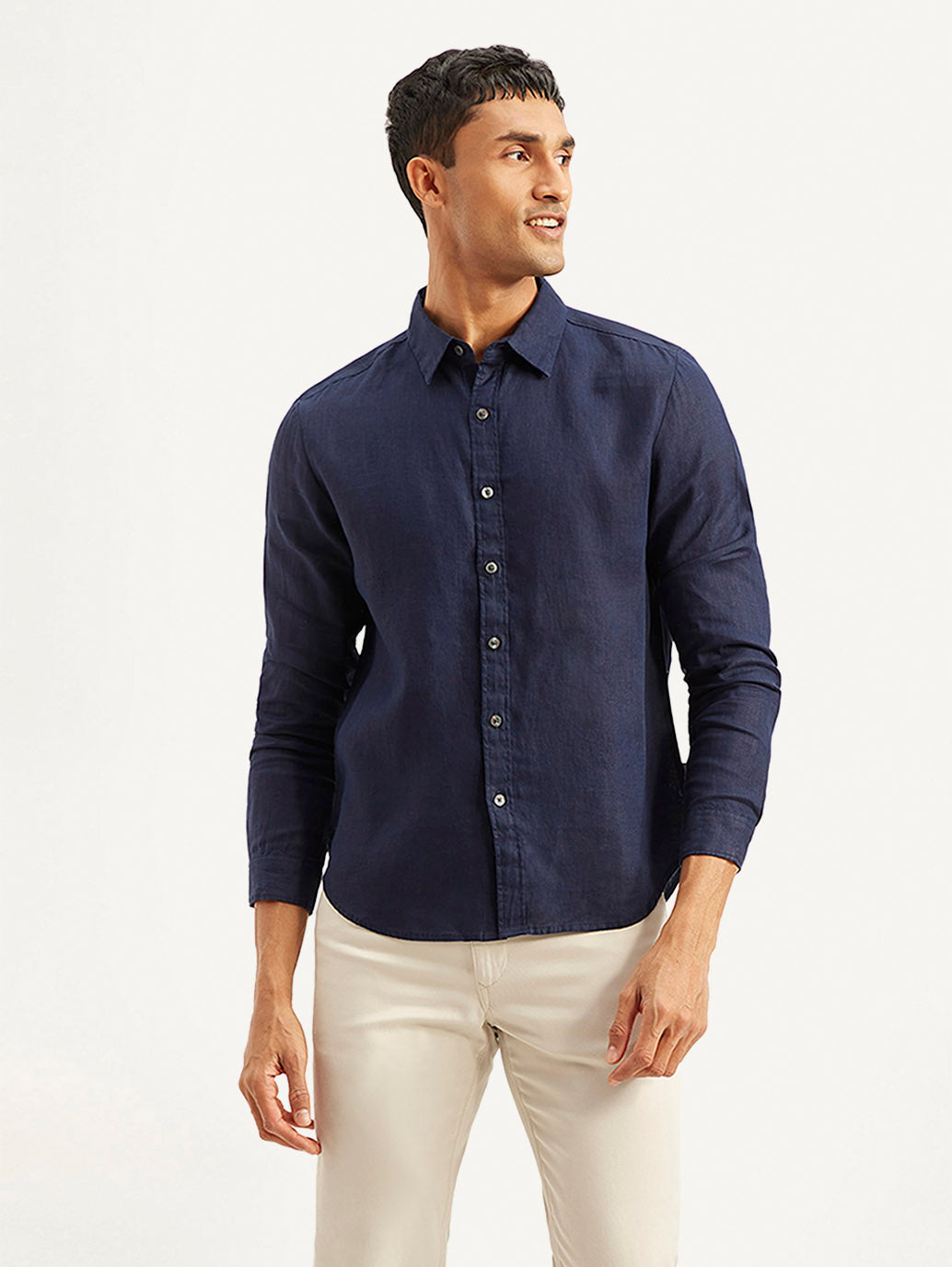 Men's Redloop Solid Regular Fit Linen Shirt