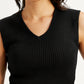 Women's Solid Black V Neck Crop Top - 35791657-42a4-41e0-8612-a4c1f750112b View