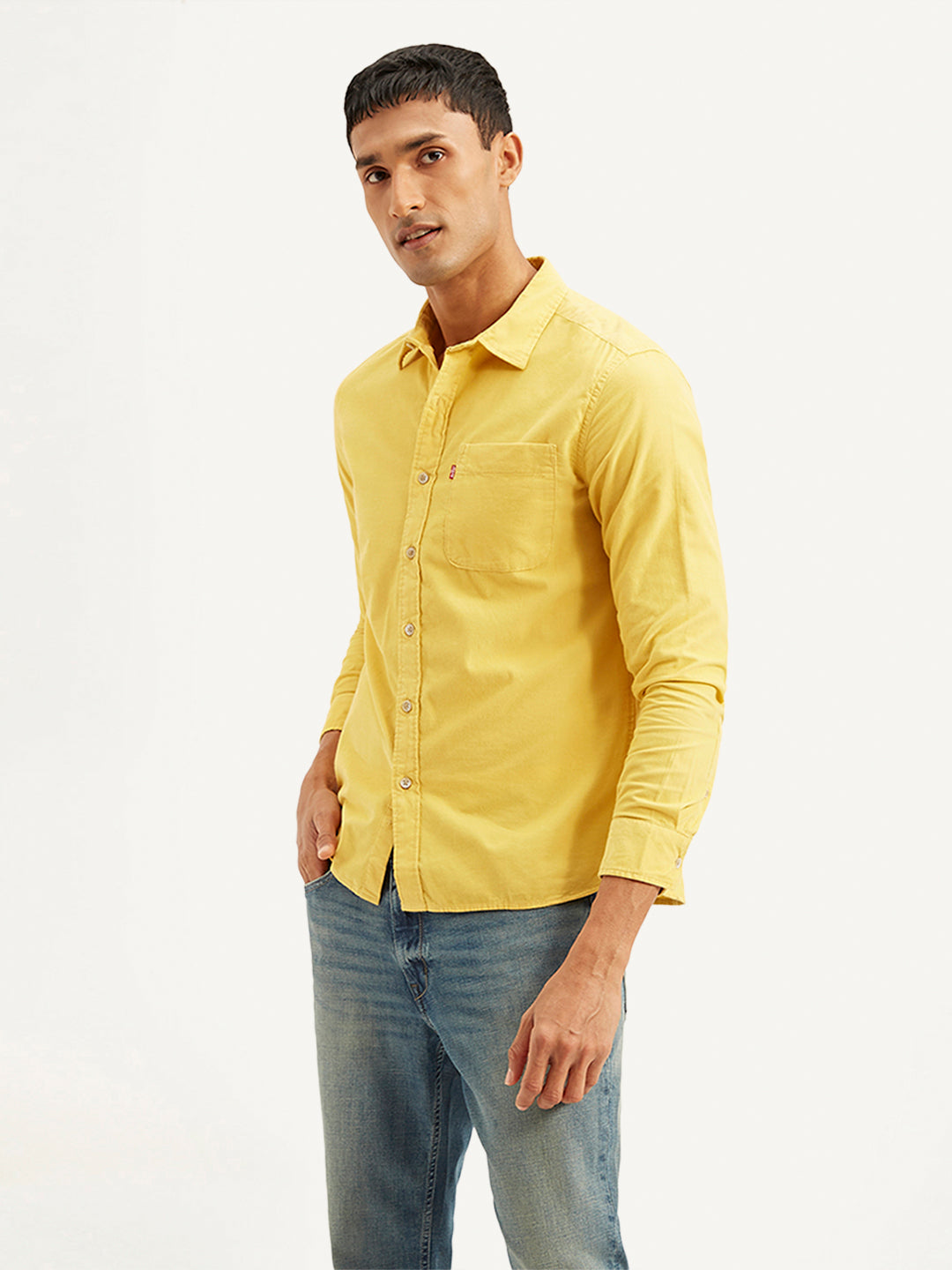 Men's Solid Slim Fit Corduroy Shirt - 5f66aada-87bd-42a7-b5dd-e5c345443e5d View