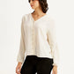 Women's Solid Off-White V Neck Top - 776a7eac-1e6f-46ab-9e2e-7e6dfa1467fd View